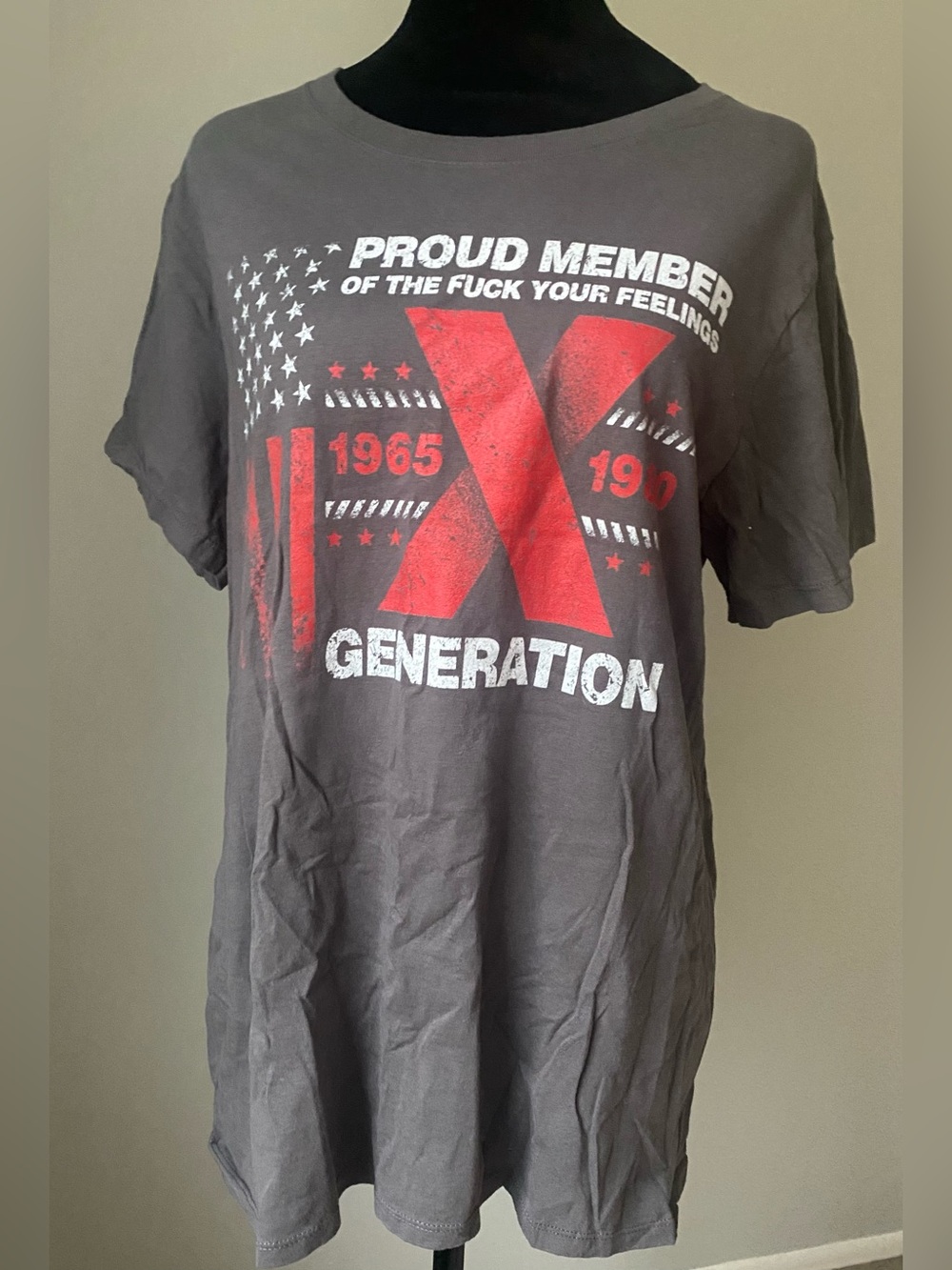Women’s Grey and Red Graphic GenX Short Sleeve Tee